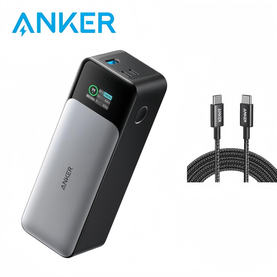 Anker 737 Power Bank 24000mAh 3-Port Portable Charger | 140W Output | Smart Digital Display | Compatible with iPhone 15/15 Plus/15 Pro/15 Pro Max, iPhone 14/13 Series, Samsung, MacBook, Dell, AirPods